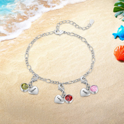 3 Names & 3 Birthstones - Personalised Birthstone Beautiful Bracelet Gift for Her | Jessemade