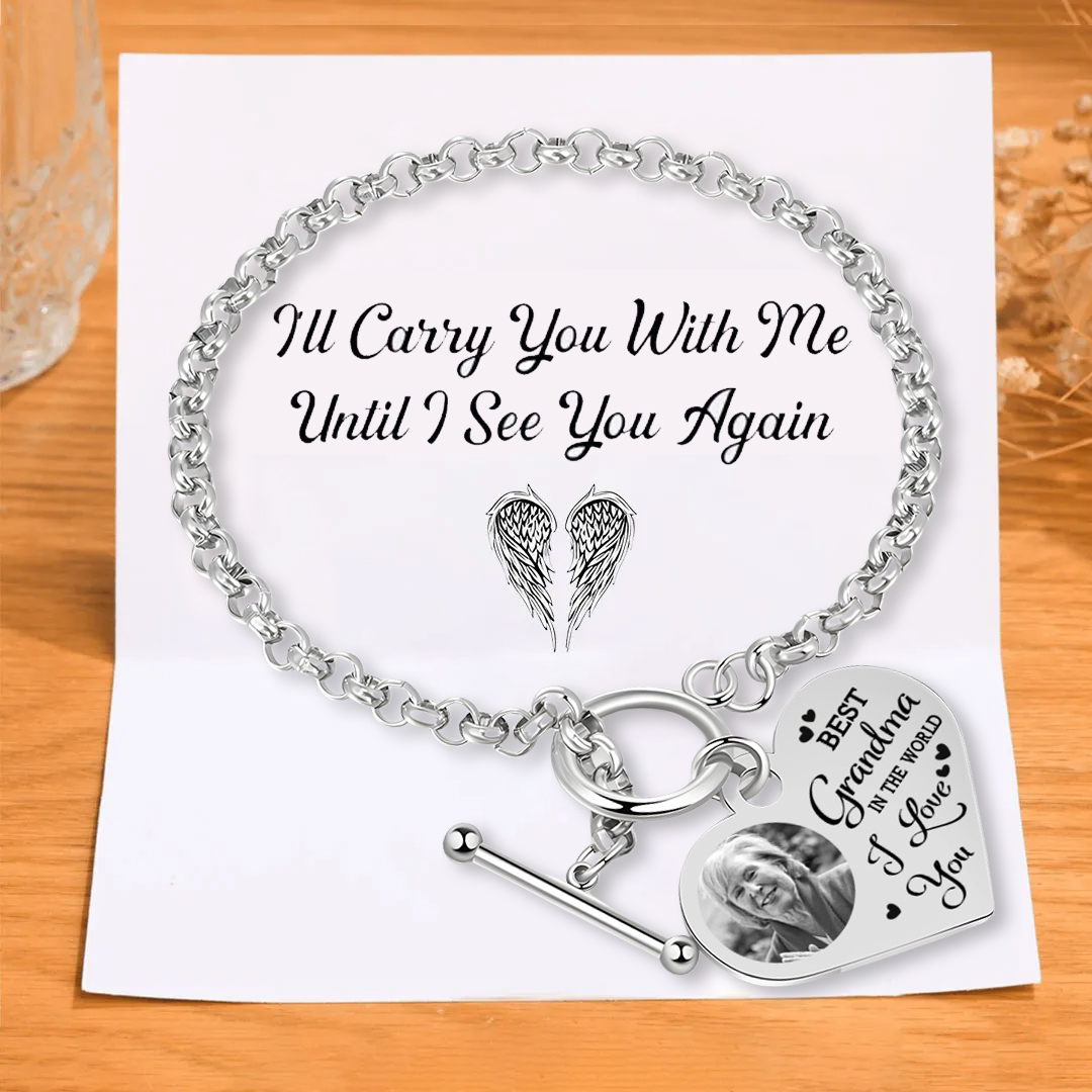 Personalised Women's Bracelet with Photo - Custom Stainless Steel Bracelet Gift For Grandma | Jessemade