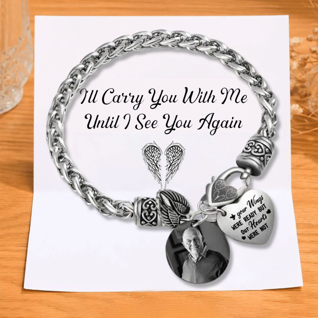 Personalised Memorial Bracelet, Custom Photo Remembrance Jewellery for He/Her | Jessemade