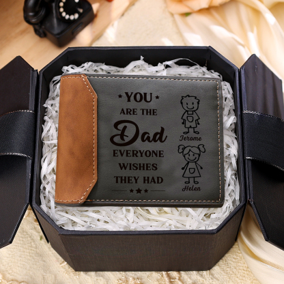 2 Names Personalised Gift Wallet for Men – Father’s Day Gift with Kids’ Name and Photo | Jessemade