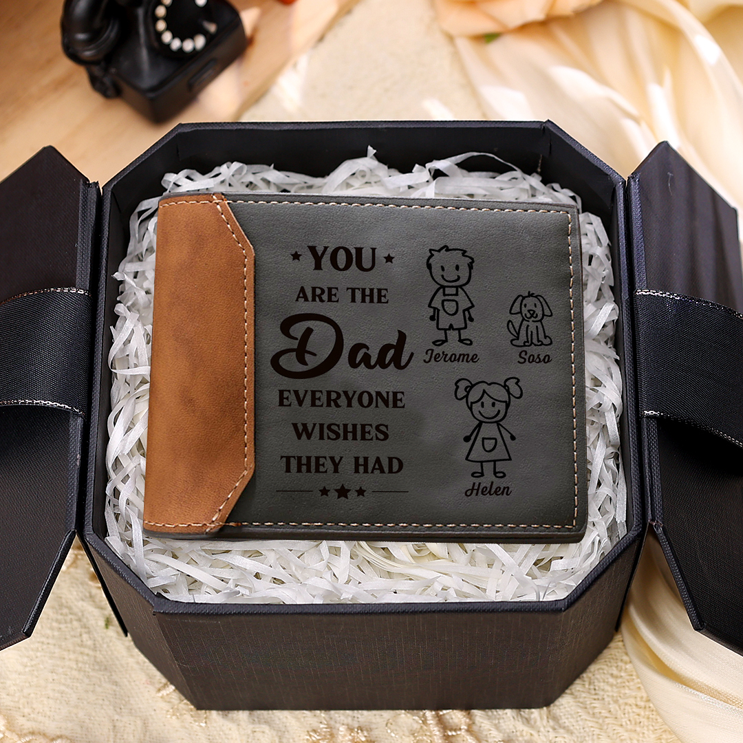 3 Names Personalised Gift Wallet for Men – Father’s Day Gift with Kids’ Name and Photo | Jessemade
