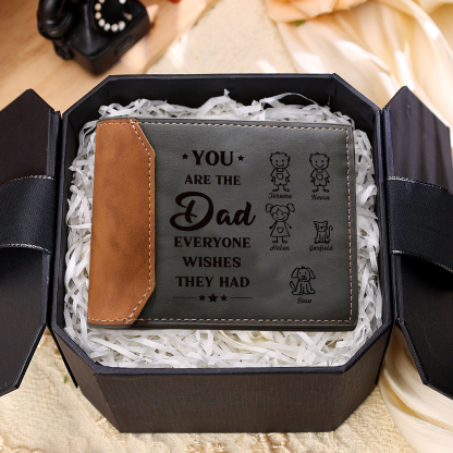 5 Names Personalised Gift Wallet for Men – Father’s Day Gift with Kids’ Name and Photo | Jessemade