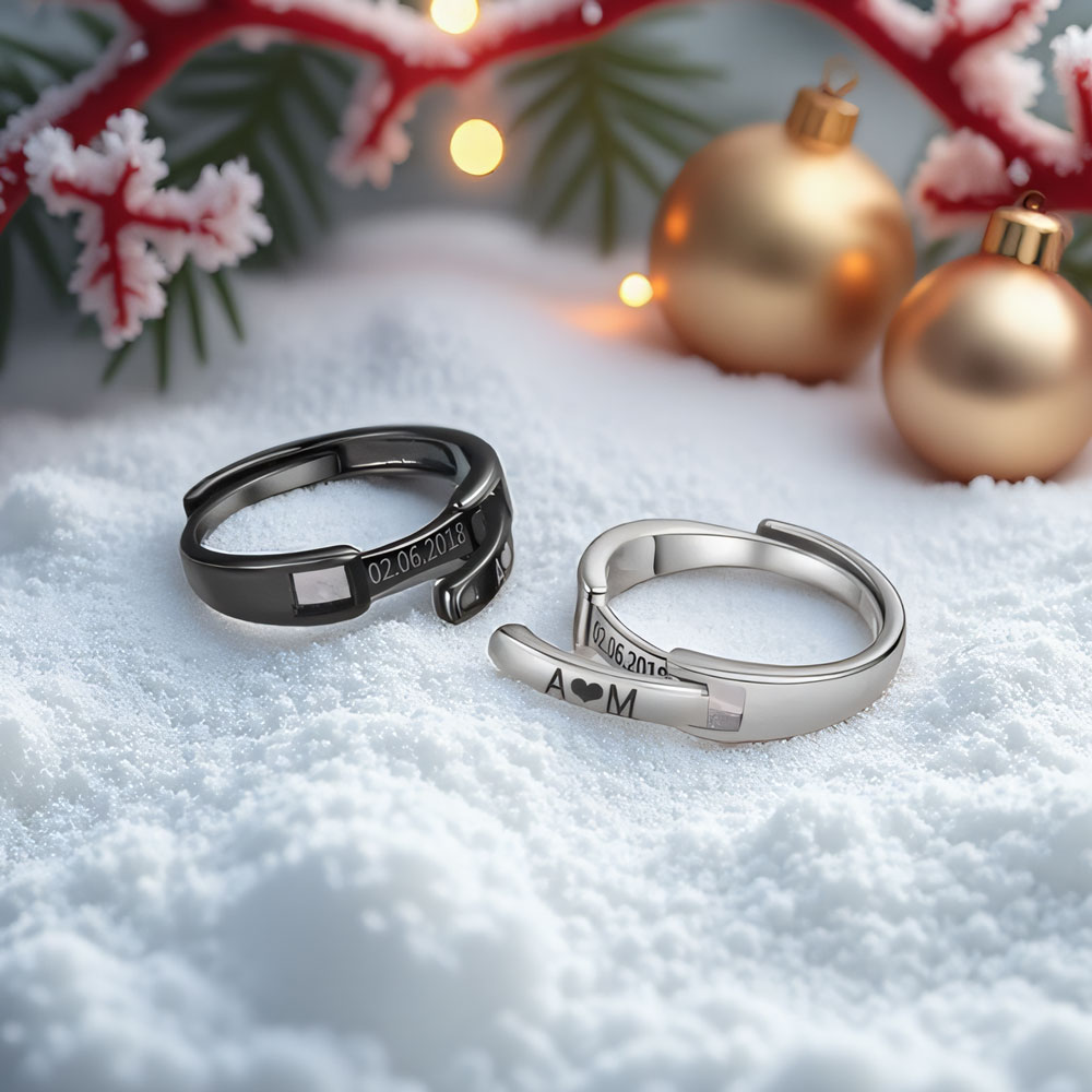 Couple Adjustable Ring Personalised Matching Rings Gift Set With Gift Box for Couple