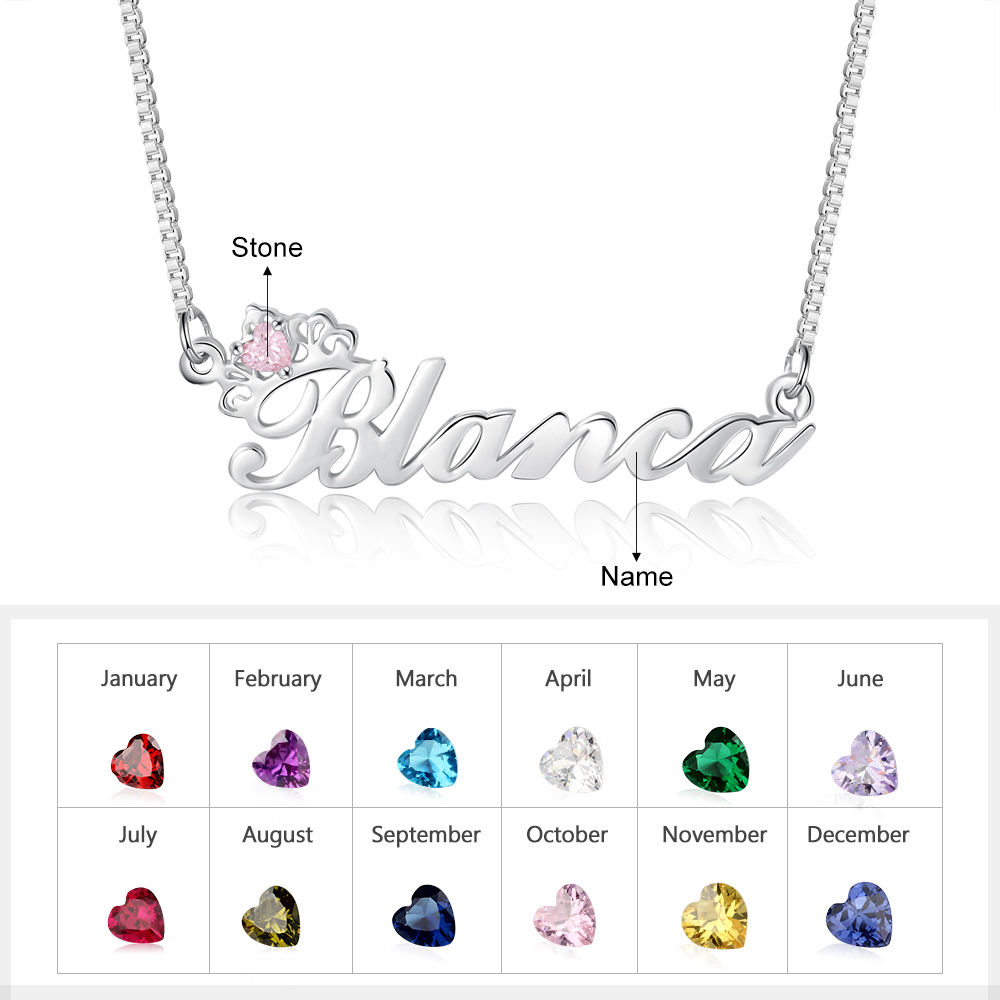 Personalised Necklace With Birthstone Custom 1 Name Necklace Gift For Her