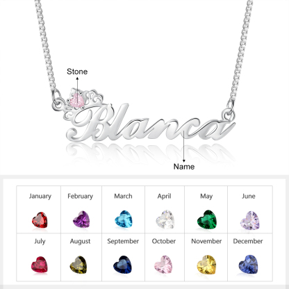 Personalised Necklace With Birthstone Custom 1 Name Necklace Gift For Her