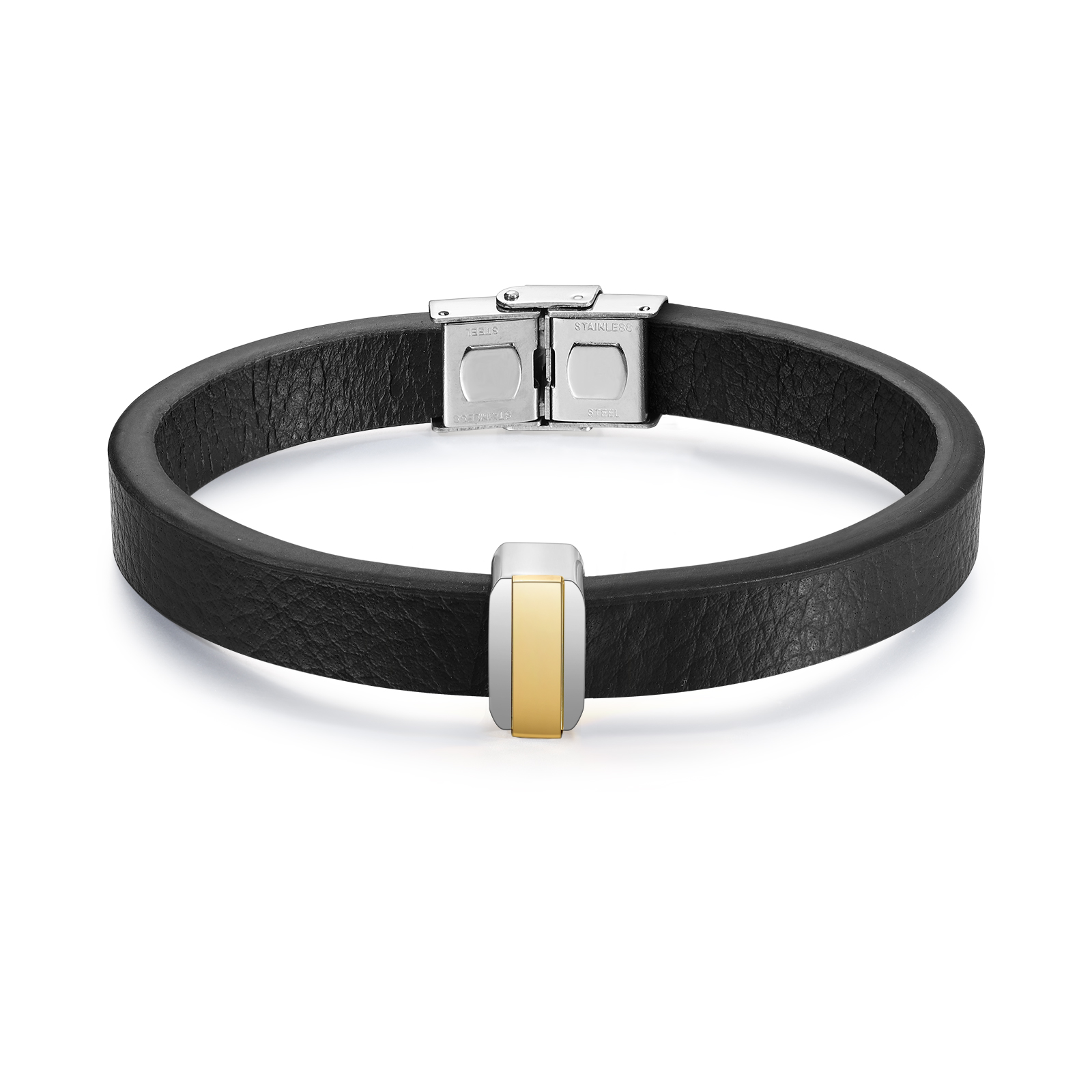 1 Name Personalised Stainless Steel Leather Bracelet Engraved Name Men's Bracelet Gift for Dad