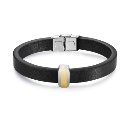 1 Name Personalised Stainless Steel Leather Bracelet Engraved Name Men's Bracelet Gift for Dad