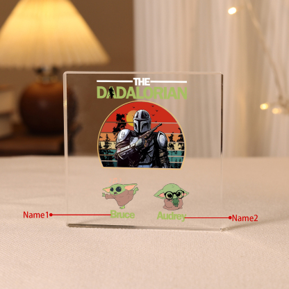 2 Names - Personalised Dadalorians Pattern Custom Name Acrylic Ornament Father's Day Gift