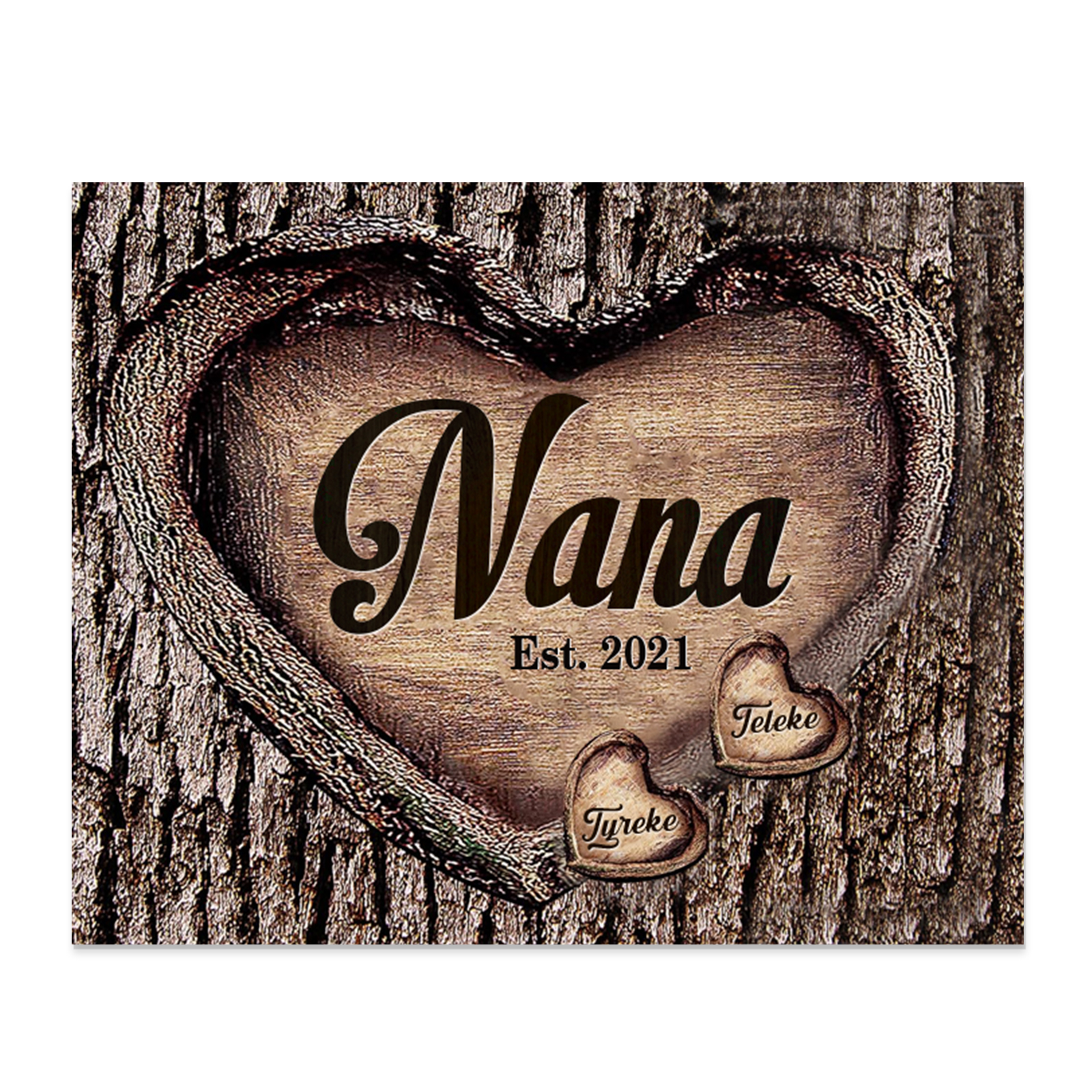 2 Names-Nan/Nana/Nanny/Grandma/Mam/Mum Personalised Name Wooden Ornament Custom Text And Date Home Decoration for Family