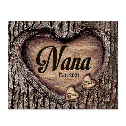 2 Names-Nan/Nana/Nanny/Grandma/Mam/Mum Personalised Name Wooden Ornament Custom Text And Date Home Decoration for Family