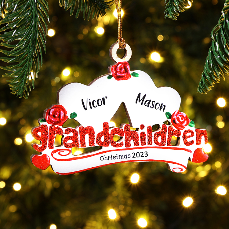 2 Names-Personalised Family Wooden Christmas Ornament-Custom 2 Names Hanging Ornament Gifts For Family-Grandchildren