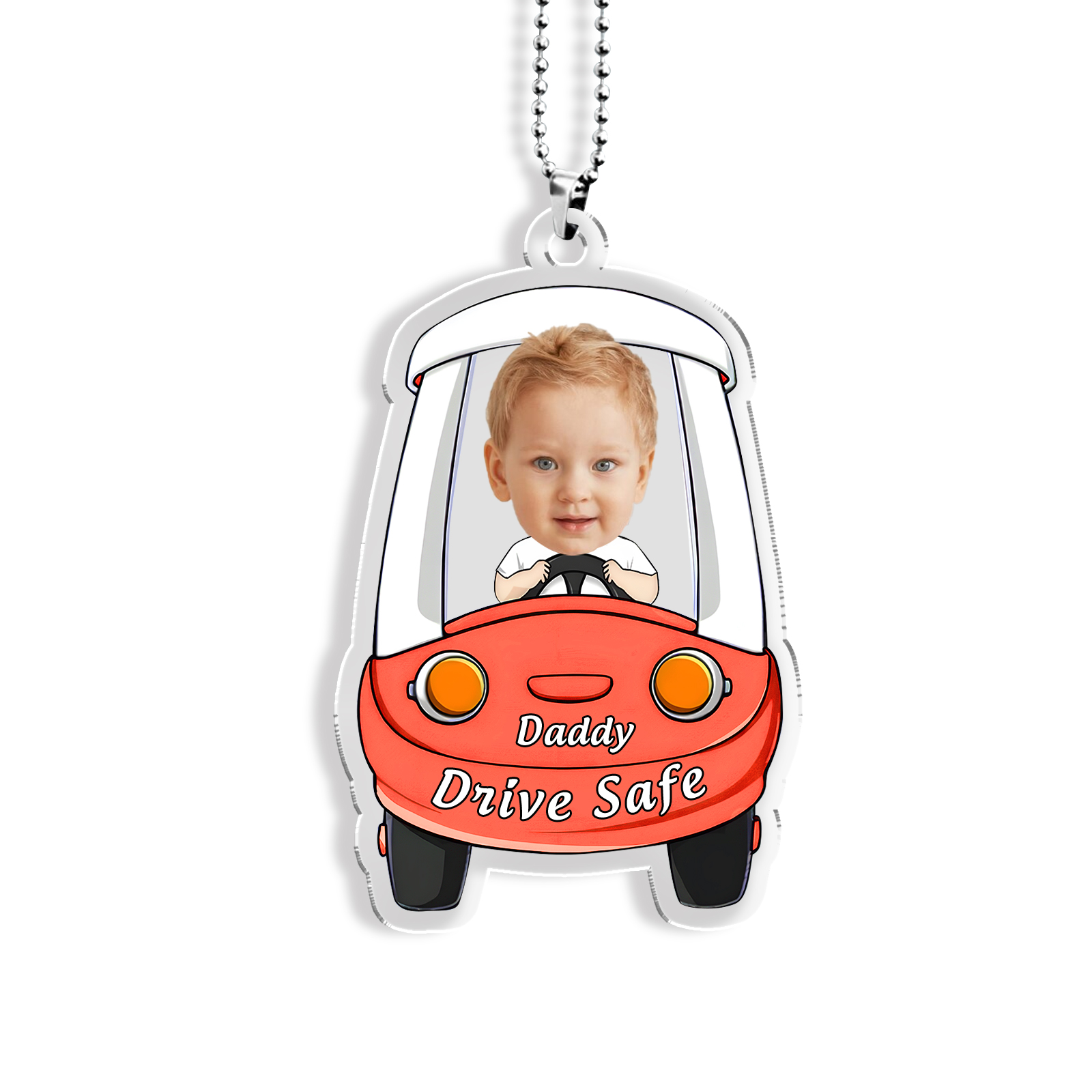 Acrylic Keyring/Decoration Personalised Photo, Name And Text Driving Pattern Pendant For Dad