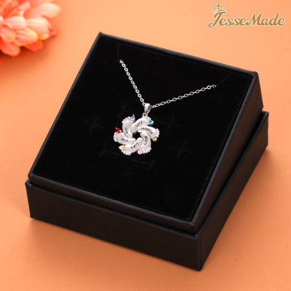 Personalised Baby Feet Necklace With 6 Birthstones Engraved Names Gift For Mother