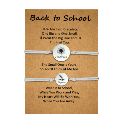 2 PCS Customized 2 Names Dandelion Pattern Elastic Stainless Steel Bracelet Back-To-School Gift For Daughter