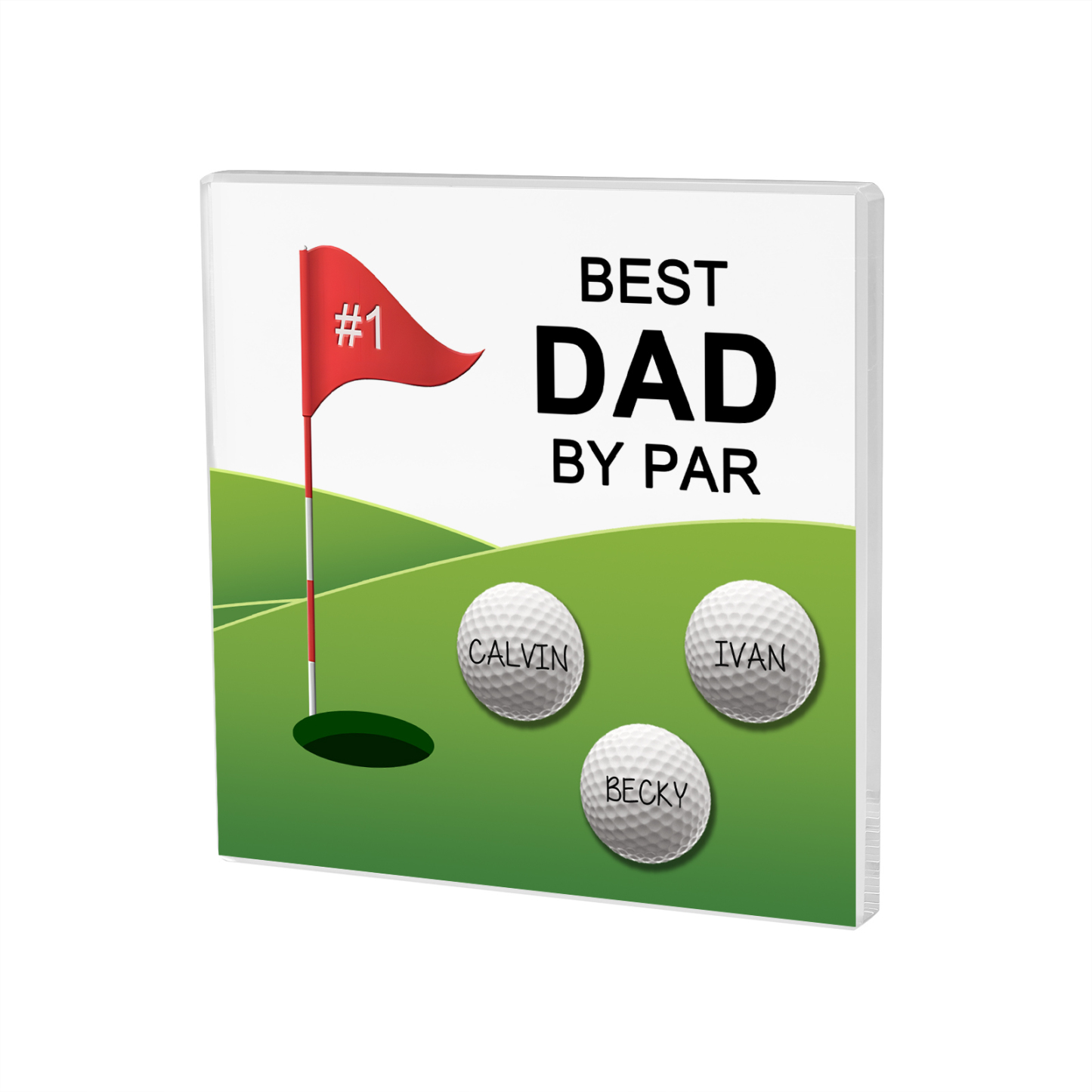 3 Names - Personalised Name and Text Acrylic Decor - Best Dad By Par - Father's Day Gift for Dad