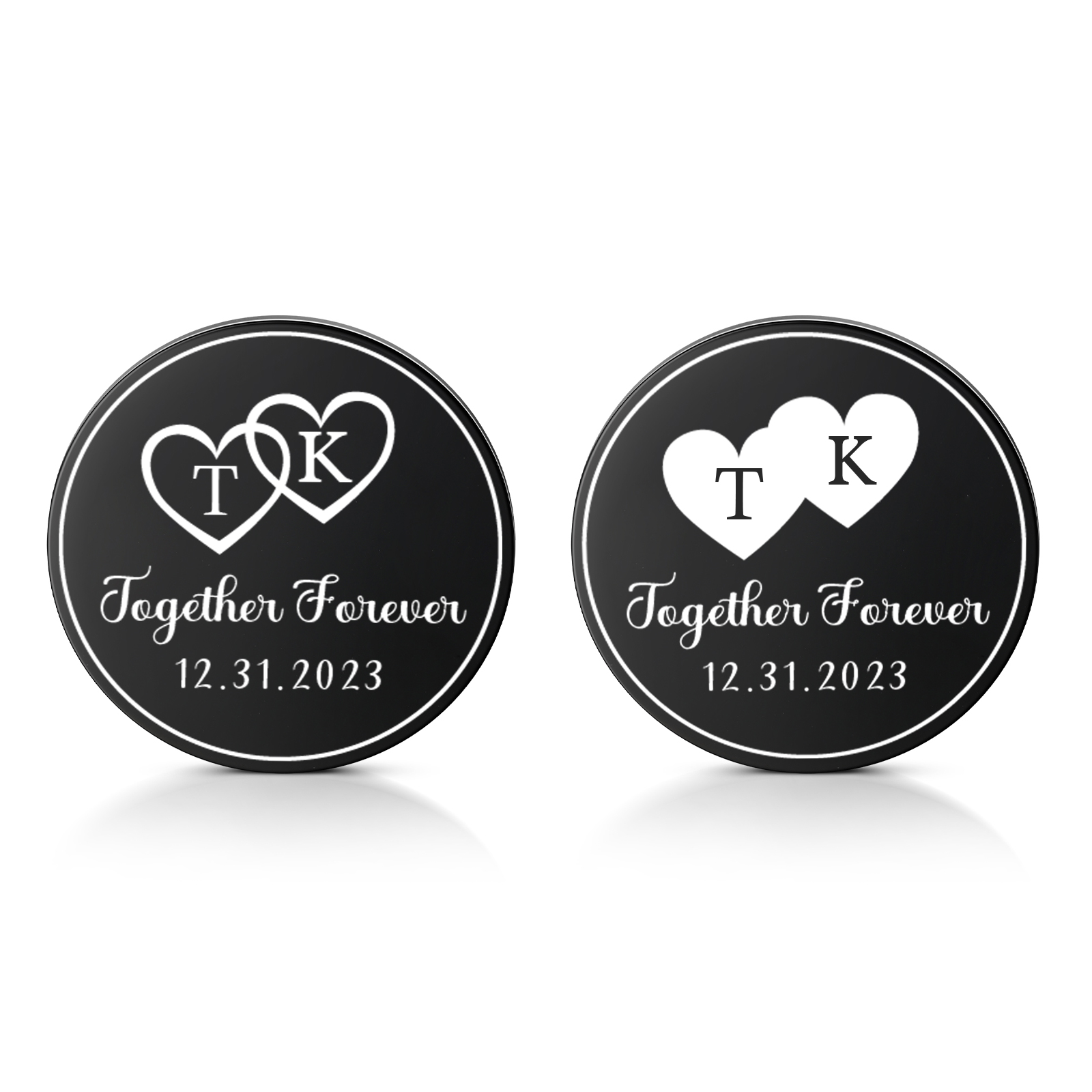 2 PCS Personalized Letter Stainless Steel Couple Coin Custom Anniversary Special Gift