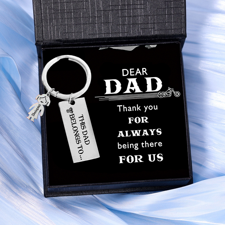 Personalised 1-7 Children's Name Keyring Gift Box Gift Card Set for Dad