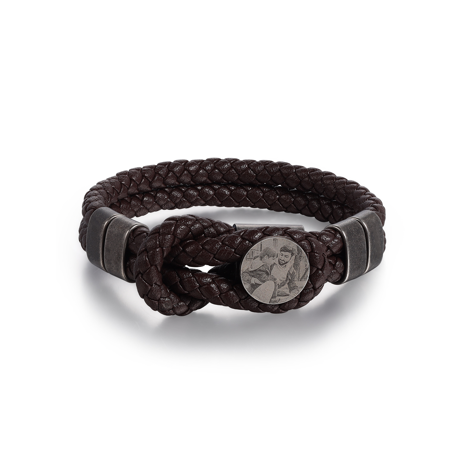 4 Names-Personalised Mens Photo Bracelet Engraved with Names, Custom Special Men's Braided Name Bracelet