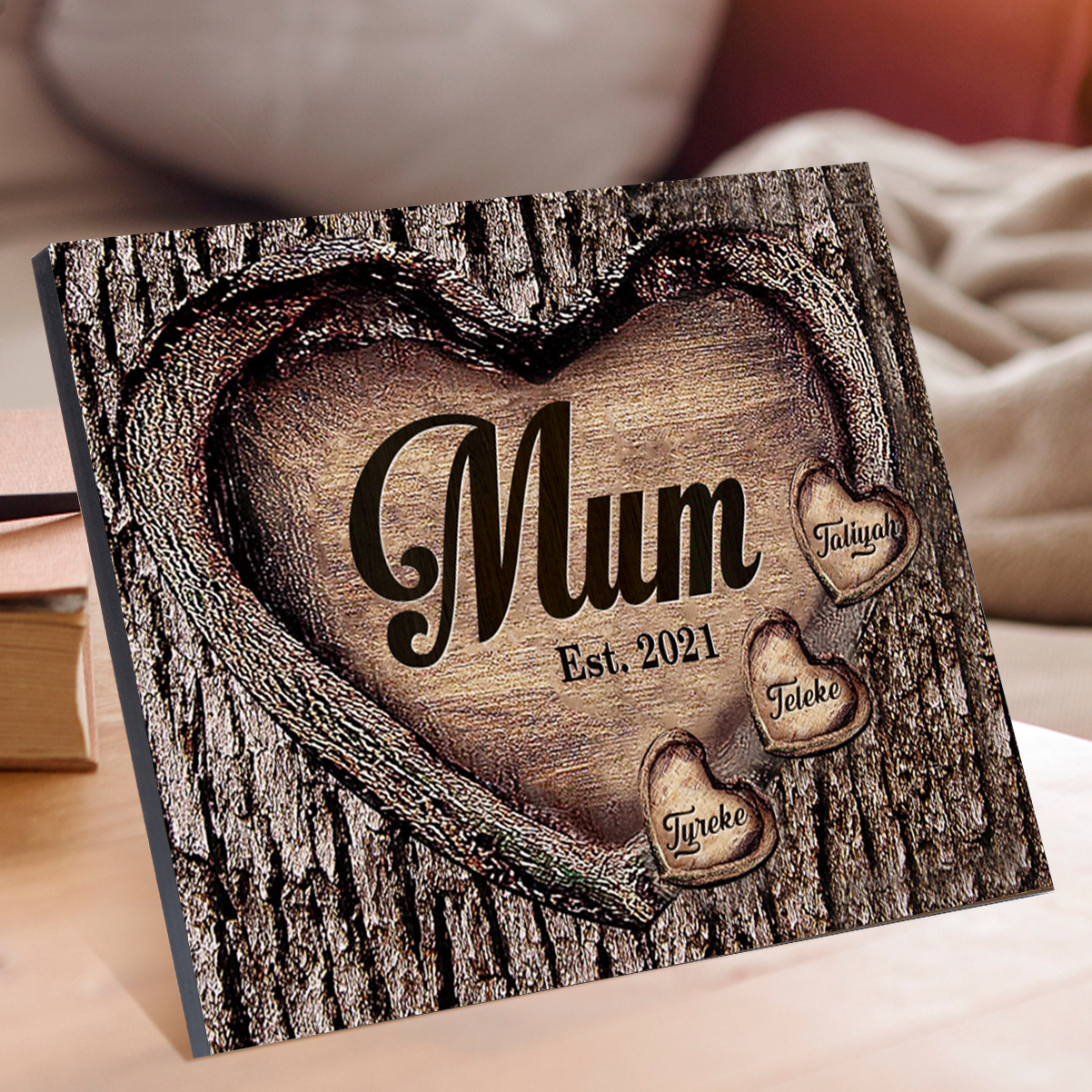 3 Names-Personalised Mum Wooden Ornament Custom Names Home Decoration - Mother's Day Gift For Mum