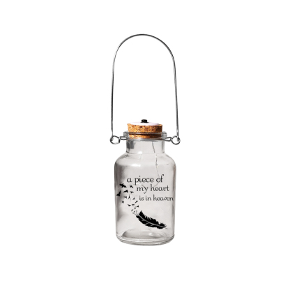 Memorial Jar Night Light A Piece Of My Heart Is In Heaven LED Lamp