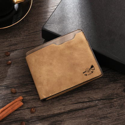Brown Personalised Leather Wallet Engraved Photo Short Wallet Folding Wallet For Dad