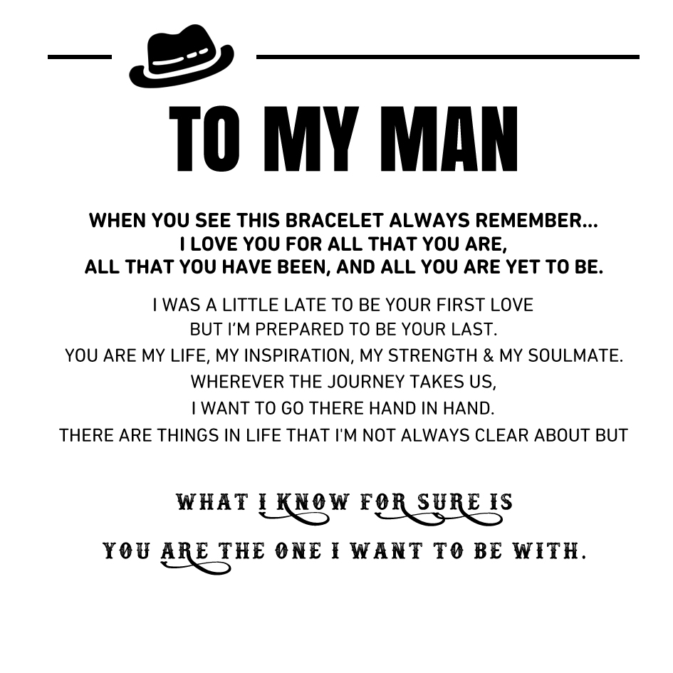 To My Man Love You Forever Leather Knot Linked Bracelet Set-I Want All My Lasts to Be With You