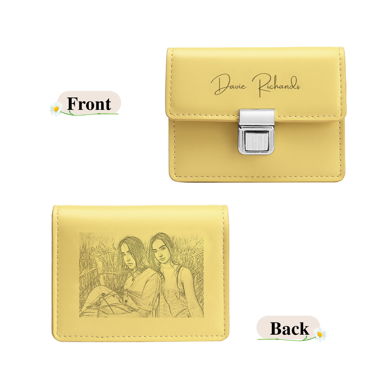 Custom Purse-Personalised Photo & Text PU Leather Ring Wallet Coin Purse Three Colors Available Gift for Her