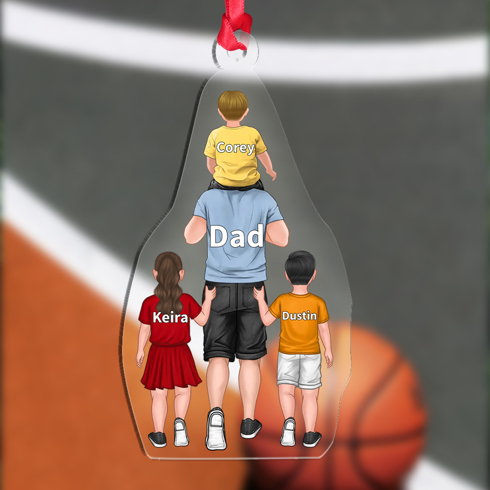 1-4 Names-Personalised Dad Acrylic Keyring Custom Names Gift For Dad/Grandad