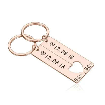 Personalised Eye Photo Keyring with Custom 2 Photos & 2 Letters Heart