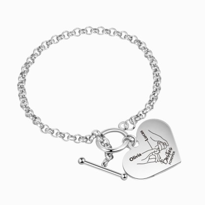 Personalised Stainless Steel Heart Bracelet – Custom 2 Names "Besties Forever" Gift for Best Friends | Jessemade