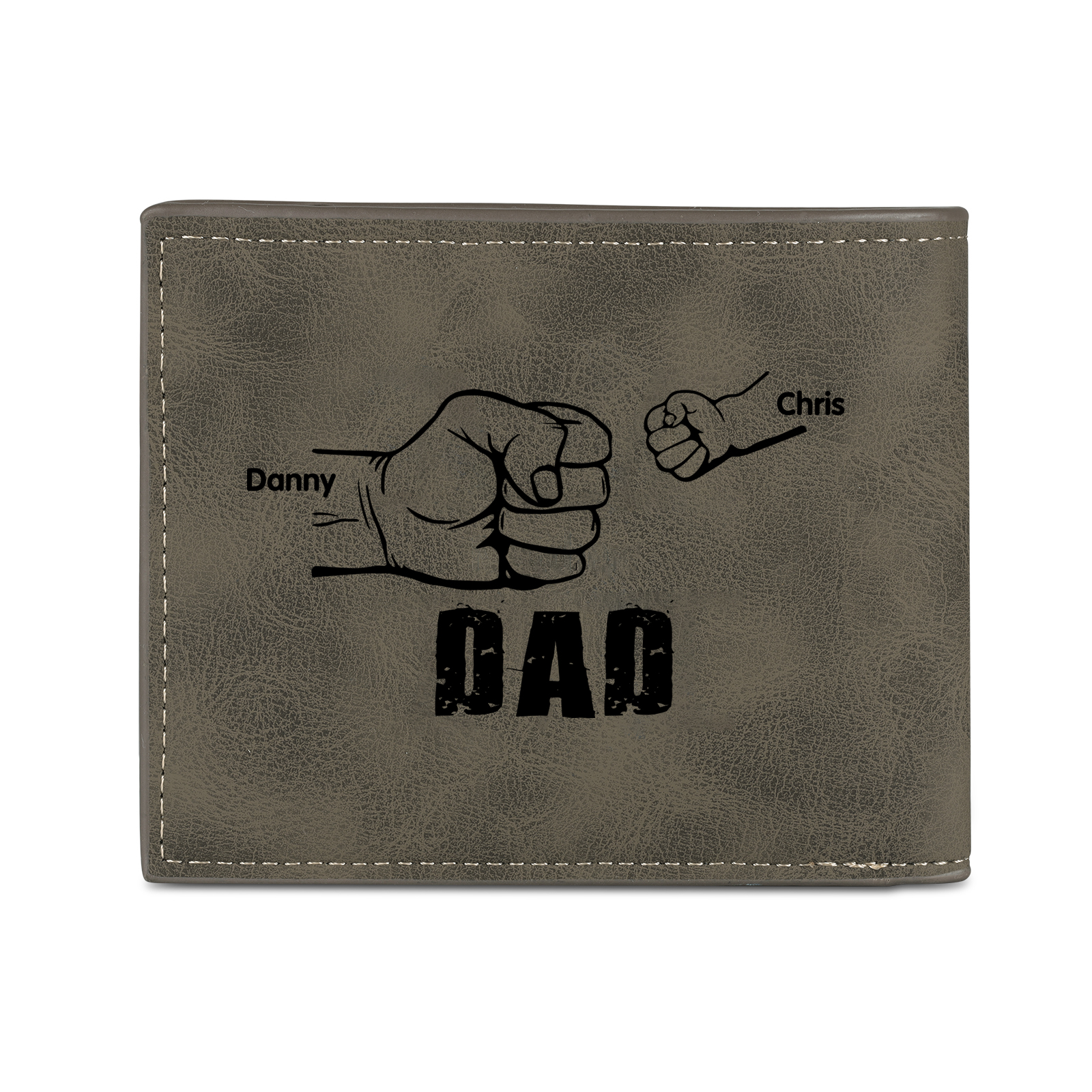 2 Names - Personalised Photo Custom Leather Men's Wallet as a Father's Day Gift for Dad