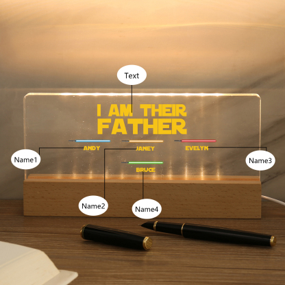 4 Names-Personalised Star Wars Logo Table Lamp-I am their dad-Father's Day Gift For Dad