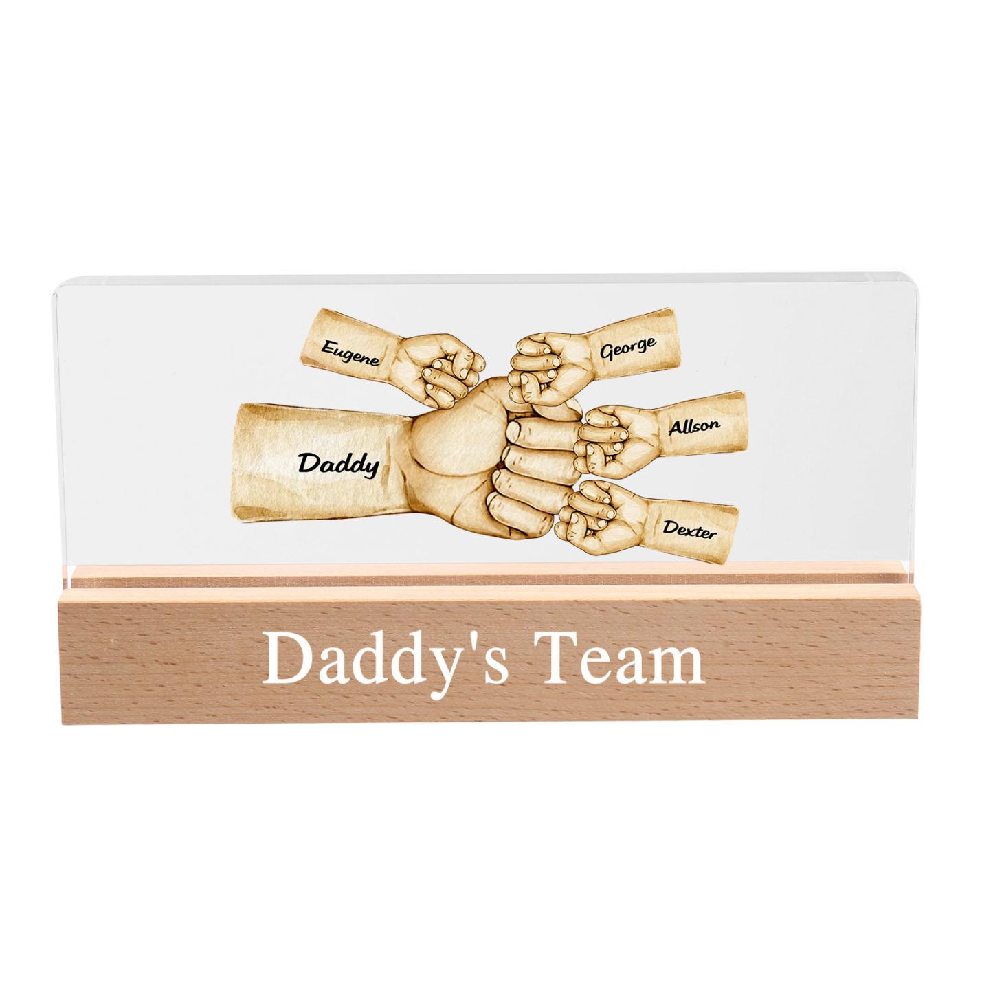 5 Names - Personalised Fist Bump Pattern Table Lamp Customized Text Father's Day Gift for Dad