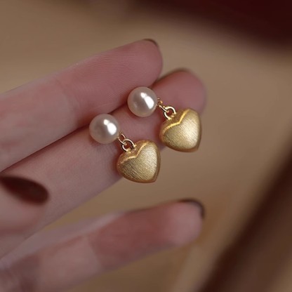 Heart and Pearl Earrings for Women