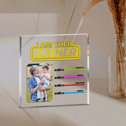 4 Names - Personalised Custom Name & Photo Acrylic Ornament - I AM THEIR FATHER- Father's Day Gift for Dad
