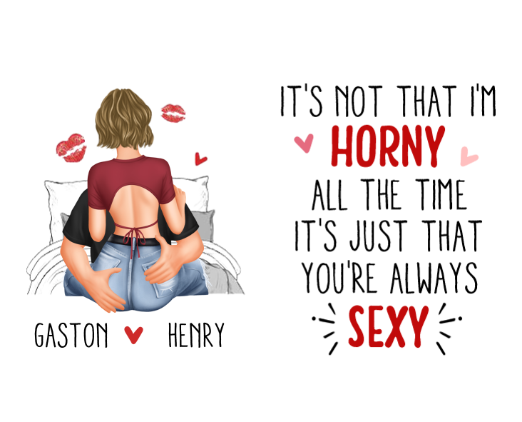 Personalised Keyring with 2 Names & Characters - "It’s Just That You’re Always Sexy" Design, Valentine’s Day Gift for Couple | Jessemade