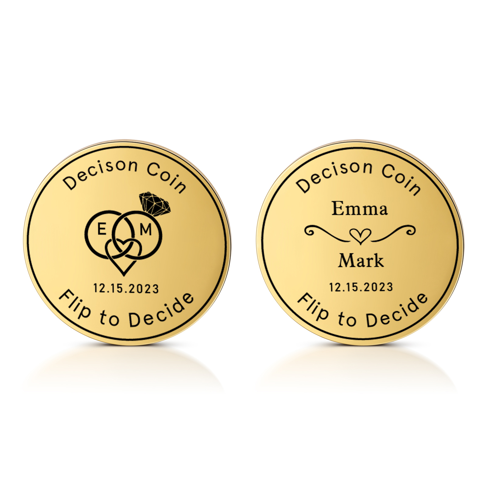 2 PCS Personalized Name Stainless Steel Couple Coin Custom Text And Date Special Gift