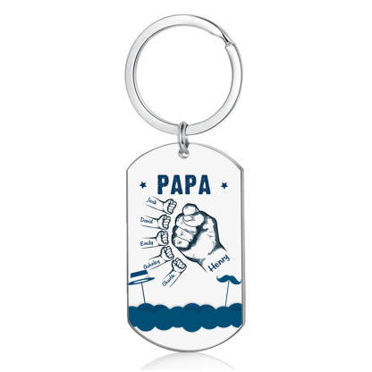 6 Names - Personalised Custom Fist Bump Keyring Hat and Beard Style Keyring Gift for Dad