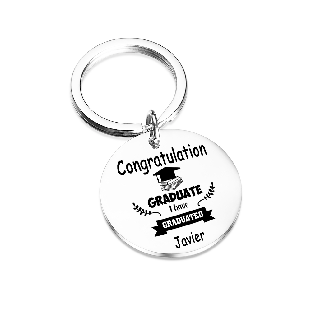 Personalised Name Exquisite Round Graduation Keyring Gift For Her/Him