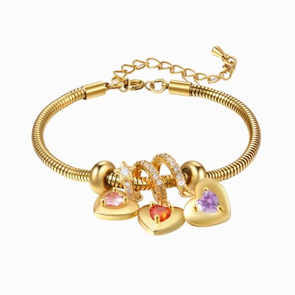 Personalised Gold-Plated Charm Bracelet with 1-6 Names