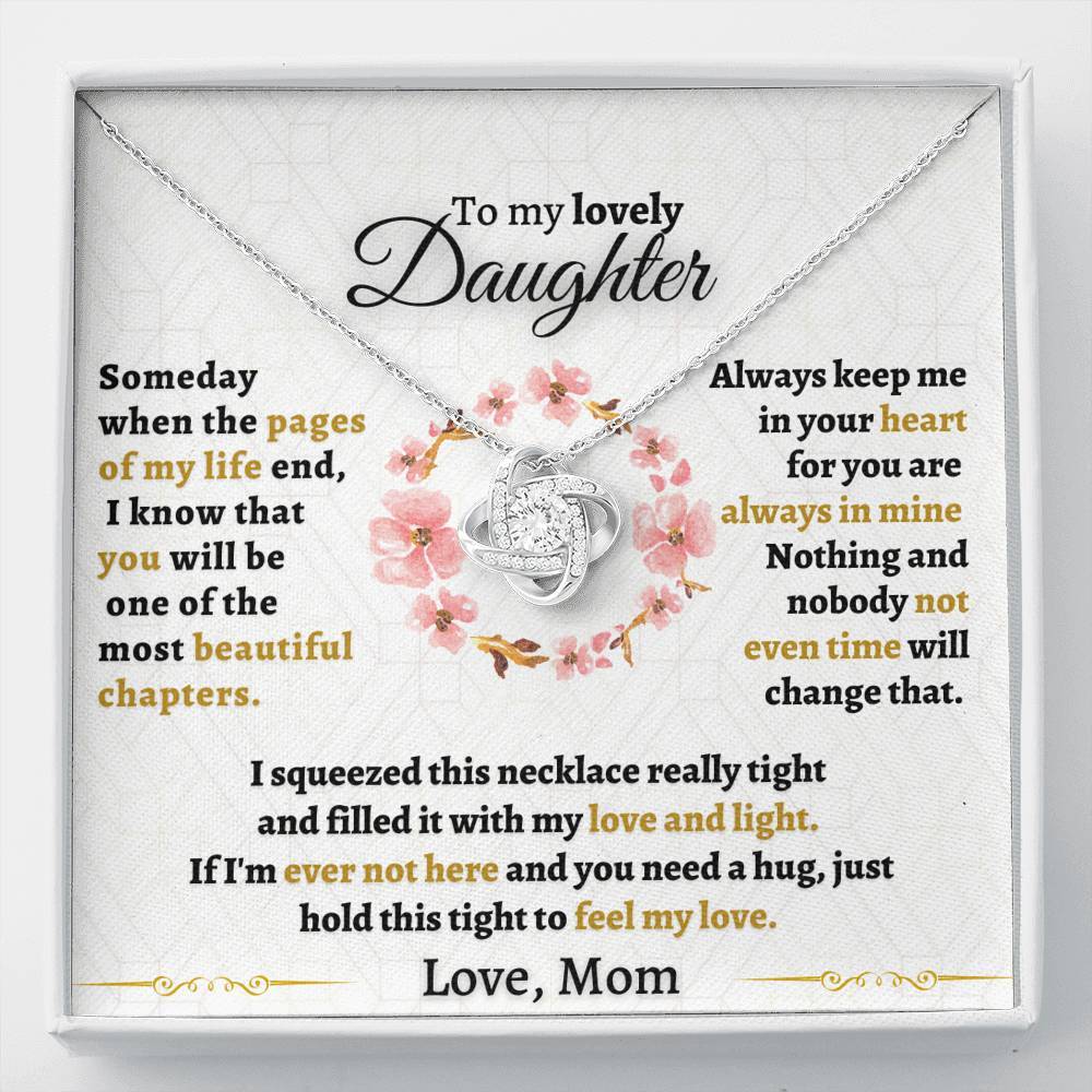 To My Daughter Love Knot Necklace "Never forget that I love you“ Inspirational Gifts for Daughter