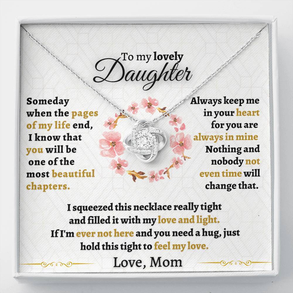 To My Daughter Love Knot Necklace "Never forget that I love you“ Inspirational Gifts for Daughter