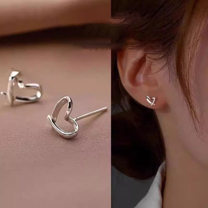 925 Silver Heart Earrings for Women
