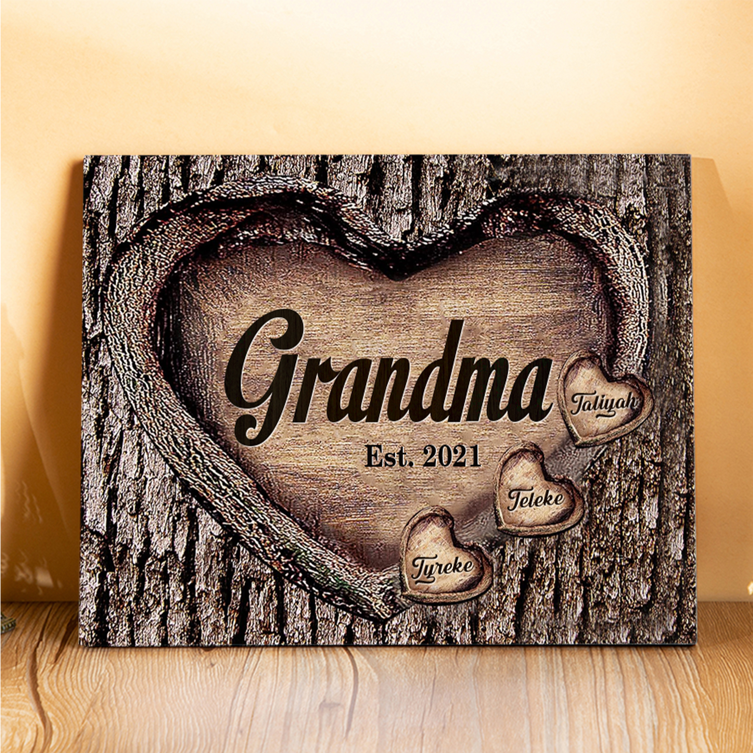 3 Names-Nan/Nana/Nanny/Grandma/Mam/Mum Personalised Name Wooden Ornament Custom Text And Date Home Decoration for Family