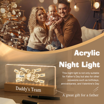 7 Names - Personalised Fist Bump Pattern Table Lamp Customized Text Father's Day Gift for Dad
