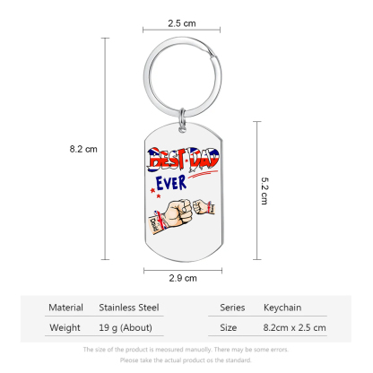 2 Names - Personalised Fist Bump Pattern Keyring Custom Name Gift for Dad