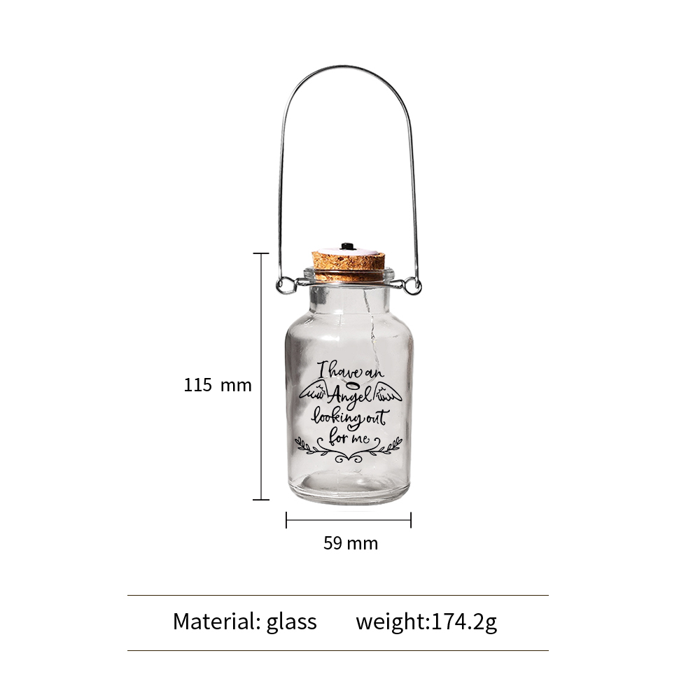 Memorial Jar Hanging Night Light I Have An Angel Looking Out For Me LED Lamp