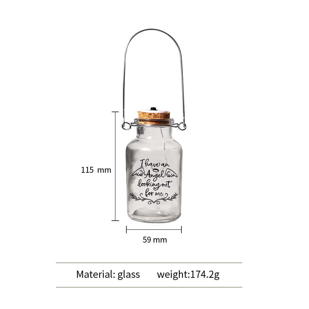 Memorial Jar Hanging Night Light I Have An Angel Looking Out For Me LED Lamp