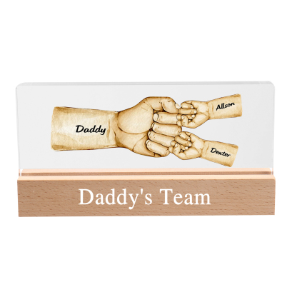3 Names - Personalised Fist Bump Pattern Table Lamp Customized Text Father's Day Gift for Dad