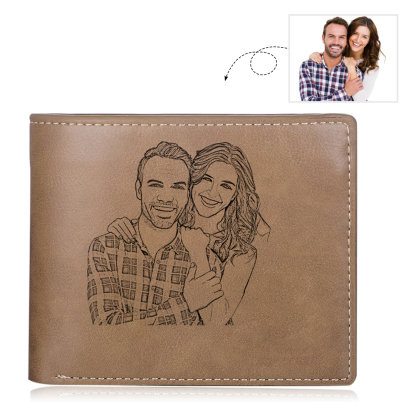 Personalised 2 Photos & 2 Text Set Custom Wallet & Keychain & Pen Gift Box Set Father’s Day Gift